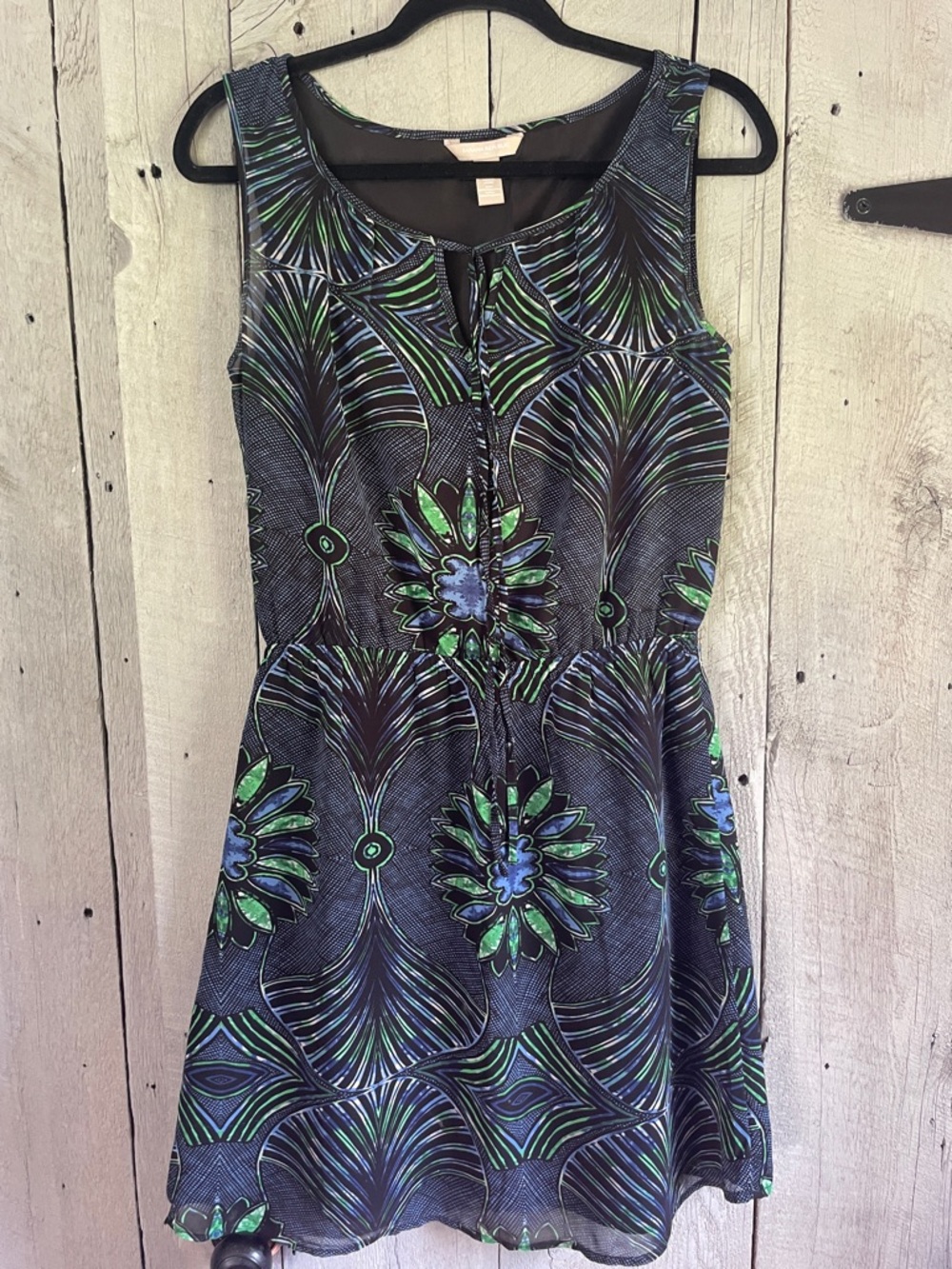 Banana Republic Black Dress with Green & Blue Floral Print